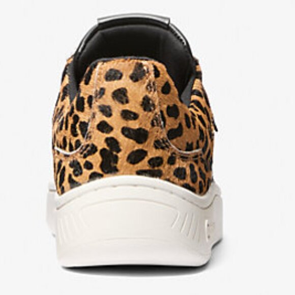 NIB Michael Kors Kai Sneaker Women's Leopard Print Calf Hair Lace Up Size 8 - Picture 4 of 5